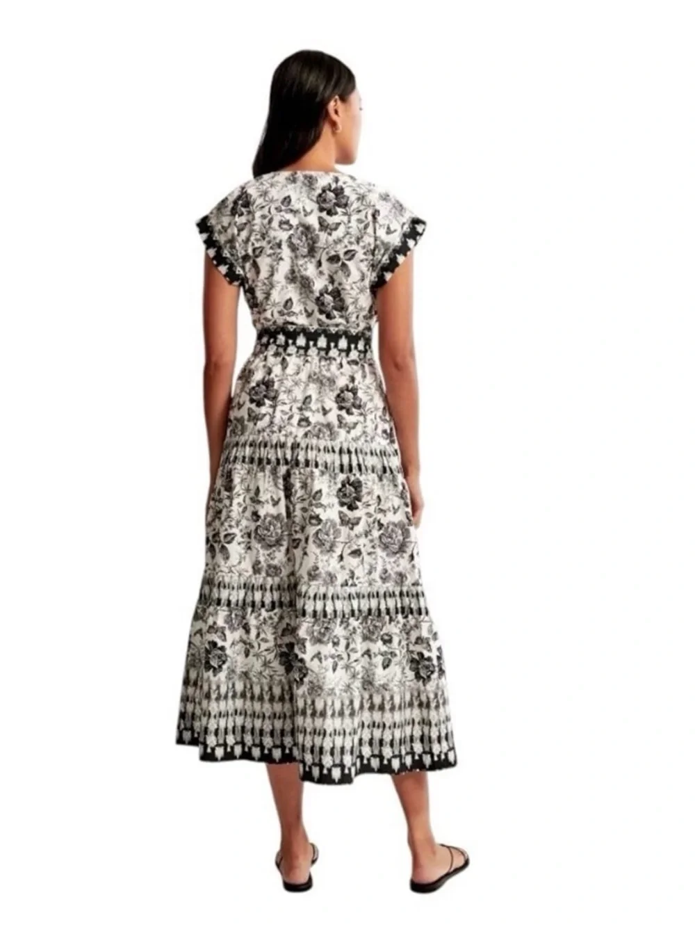 Abercrombie & Fitch Black and White Floral Maxi Dress